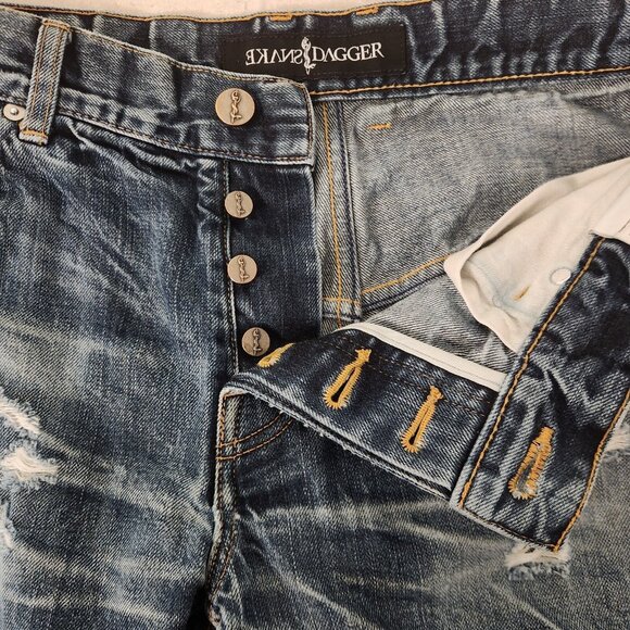 Snake & Dagger Japan 3D‎ Artist Rock Viper Selvedge Denim Jeans 33x34 Distressed - Picture 15 of 16